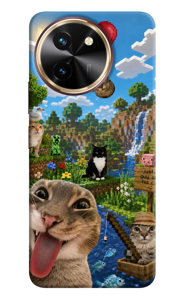 Minecraft Cat Chaos Vivo T3x Hard Case Back Cover by Casekaro