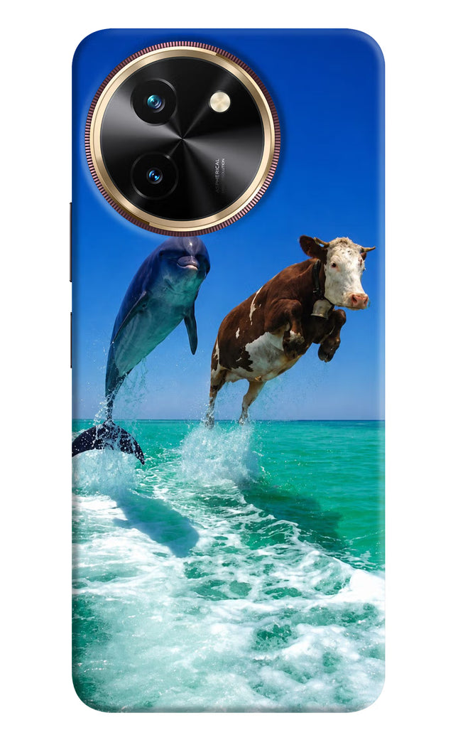 Dolphin vs Cow Vivo T3x Hard Case Back Cover by Casekaro