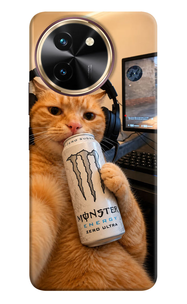 Gamer Cat Energy Vivo T3x Hard Case Back Cover by Casekaro