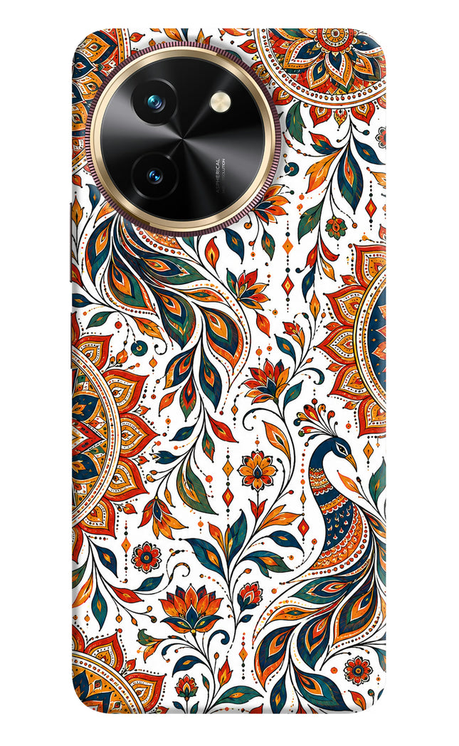 White Mayura Vivo T3x Hard Case Back Cover by Casekaro