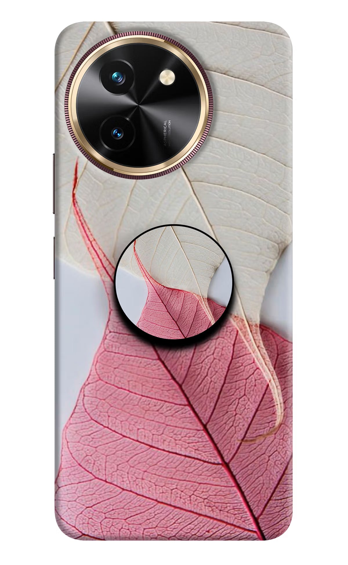 White Pink Leaf Vivo T3x Pop Case by Casekaro