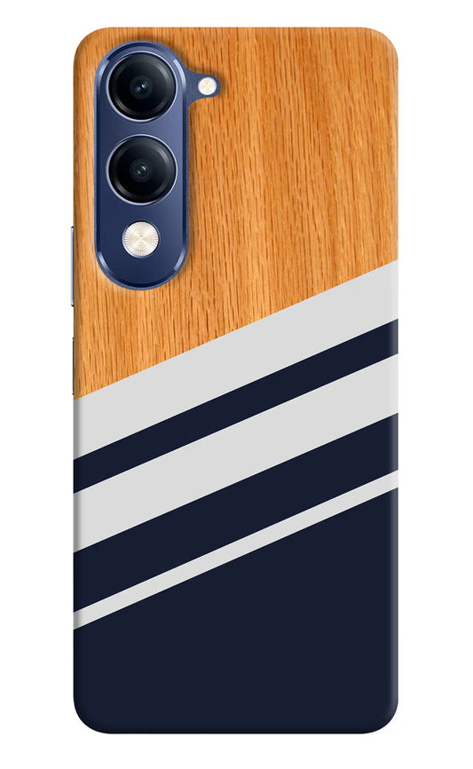 Blue and white wooden Vivo V40 Lite Hard Case Back Cover by Casekaro