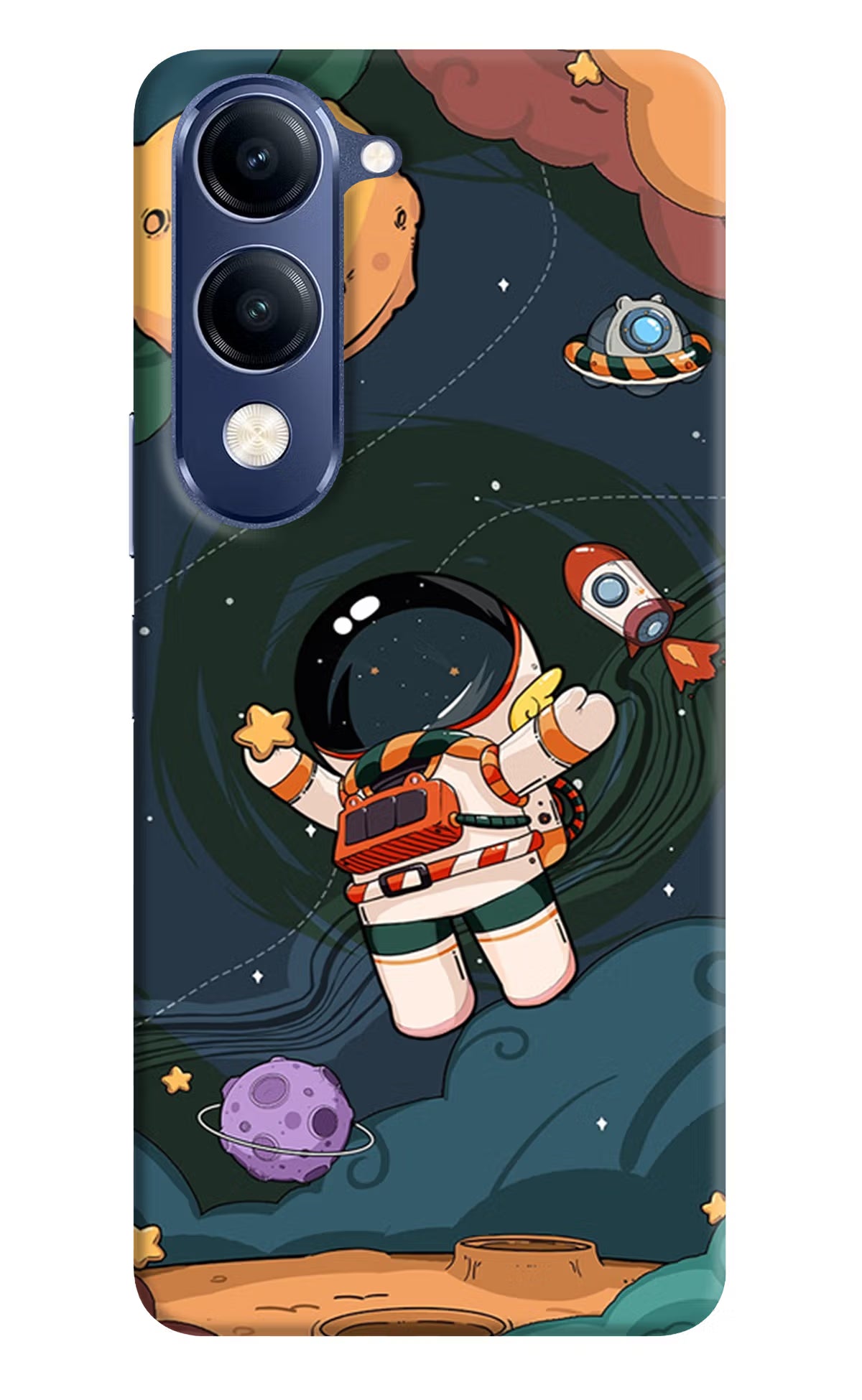 Cartoon Astronaut Vivo V40 Lite Hard Case Back Cover by Casekaro