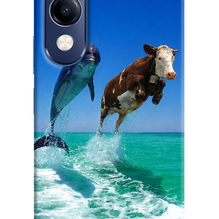 Dolphin vs Cow Vivo V40 Lite Hard Case Back Cover by Casekaro
