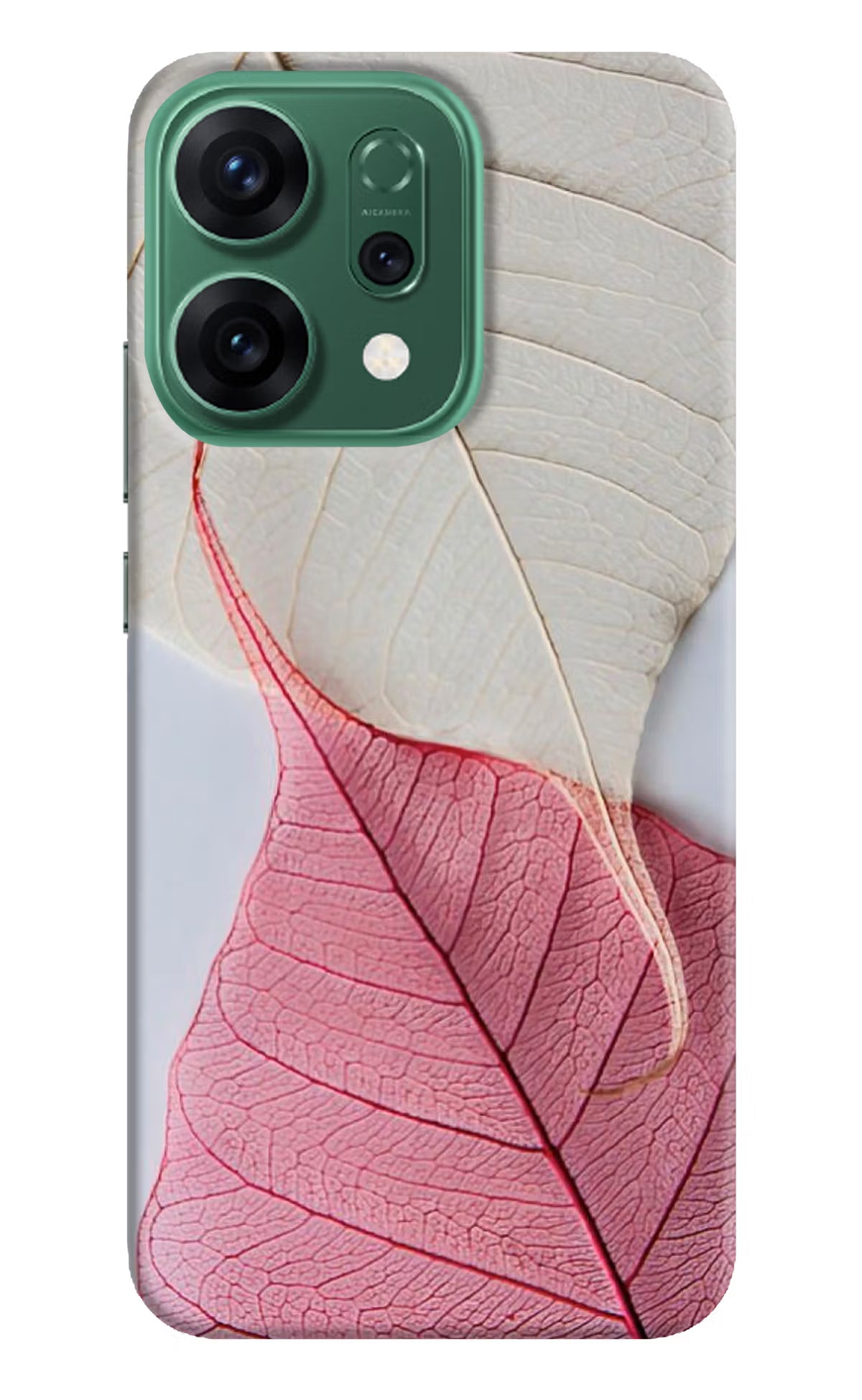 White Pink Leaf Oppo Reno14 5G Hard Case Back Cover by Casekaro