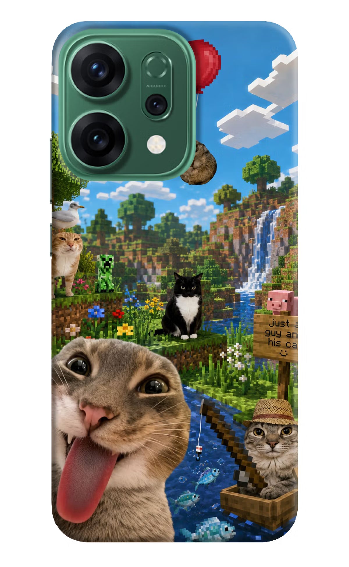 Minecraft Cat Chaos Oppo Reno14 5G Hard Case Back Cover by Casekaro