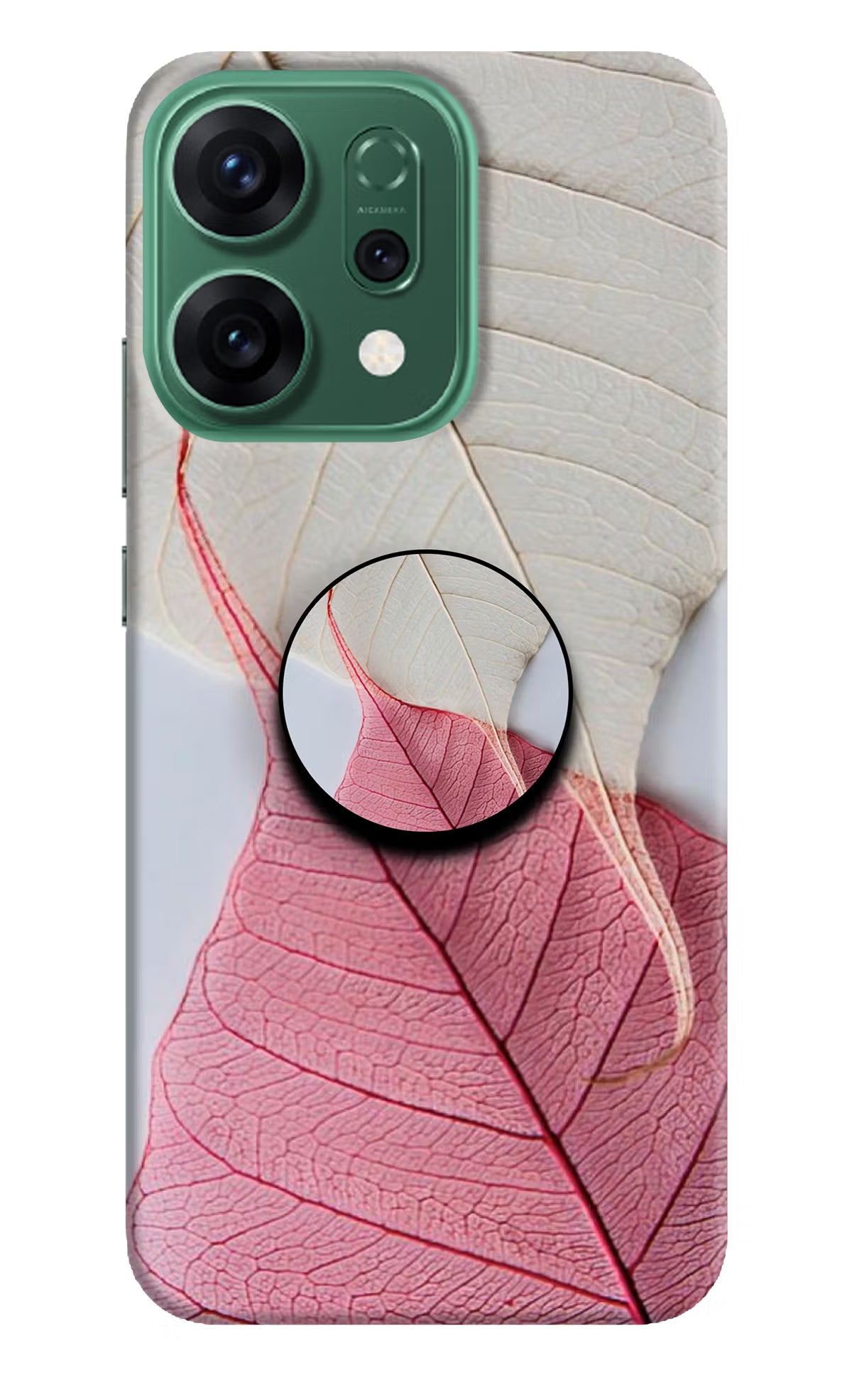 White Pink Leaf Oppo Reno14 5G Pop Case