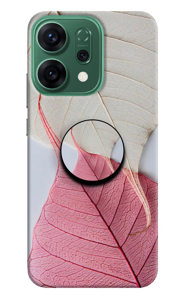 White Pink Leaf Oppo Reno14 5G Pop Case by Casekaro