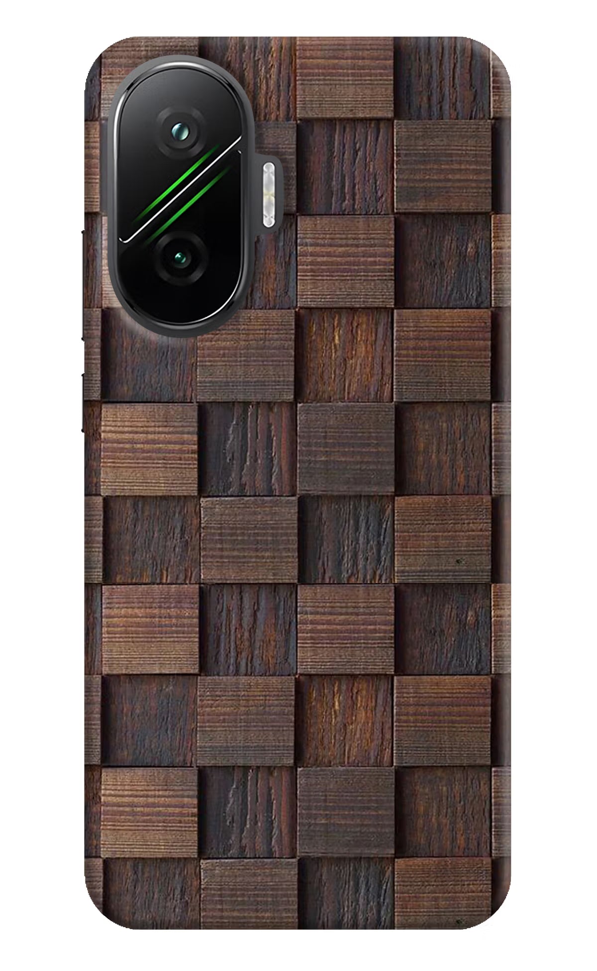Wooden Cube Design Poco F7 5G Back Cover