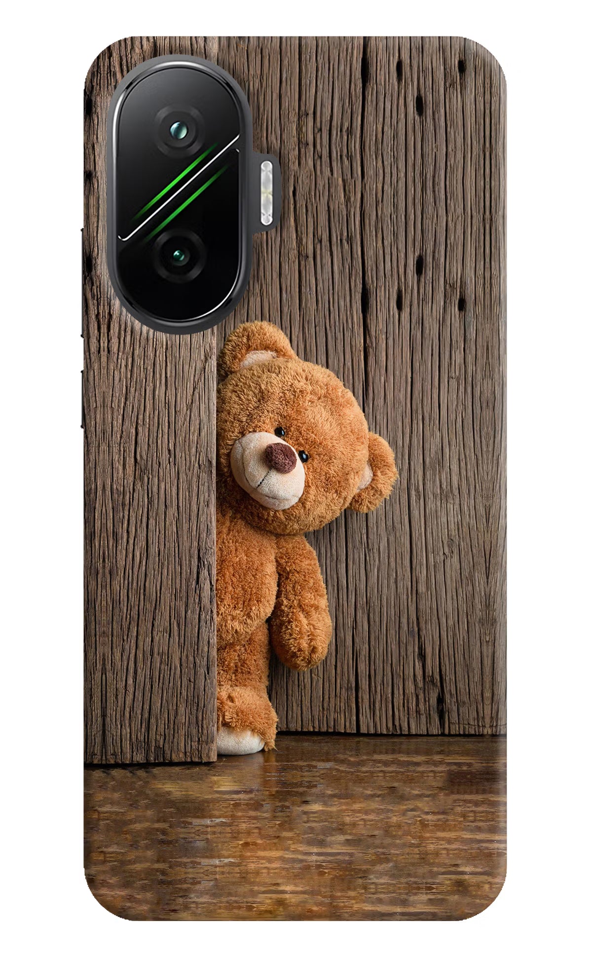 Teddy Wooden Poco F7 5G Hard Case Back Cover by Casekaro