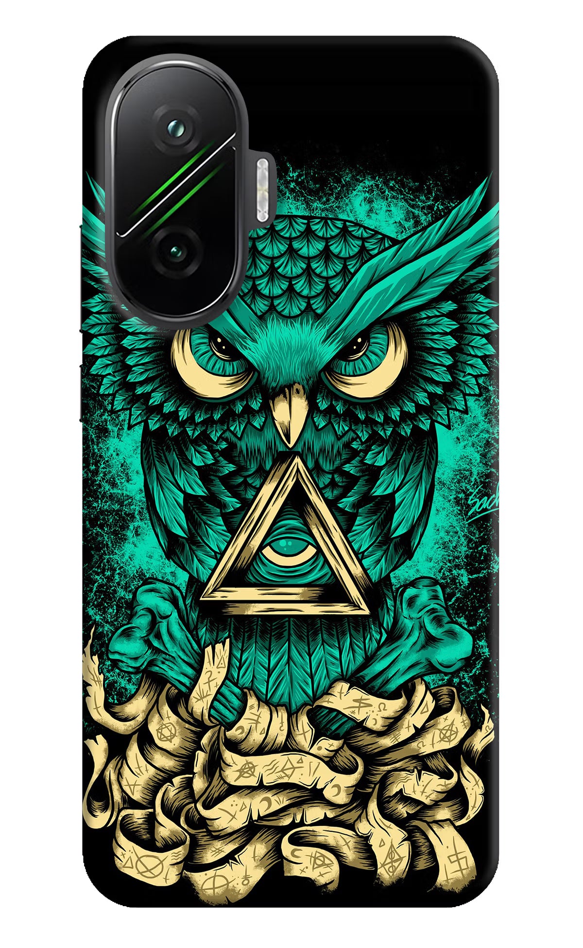 Green Owl Poco F7 5G Hard Case Back Cover by Casekaro