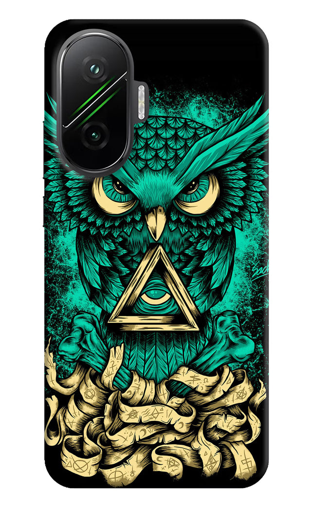 Green Owl Poco F7 5G Hard Case Back Cover by Casekaro