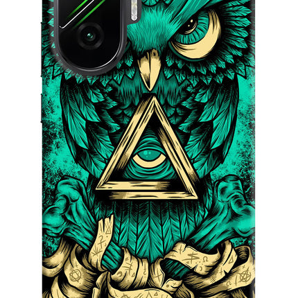Green Owl Poco F7 5G Hard Case Back Cover by Casekaro
