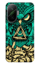 Green Owl Poco F7 5G Hard Case Back Cover by Casekaro
