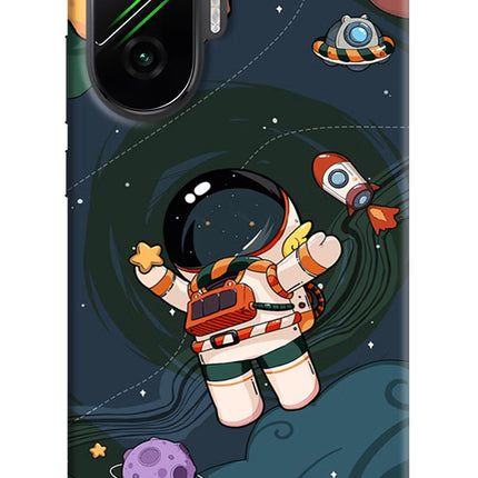 Cartoon Astronaut Poco F7 5G Hard Case Back Cover by Casekaro