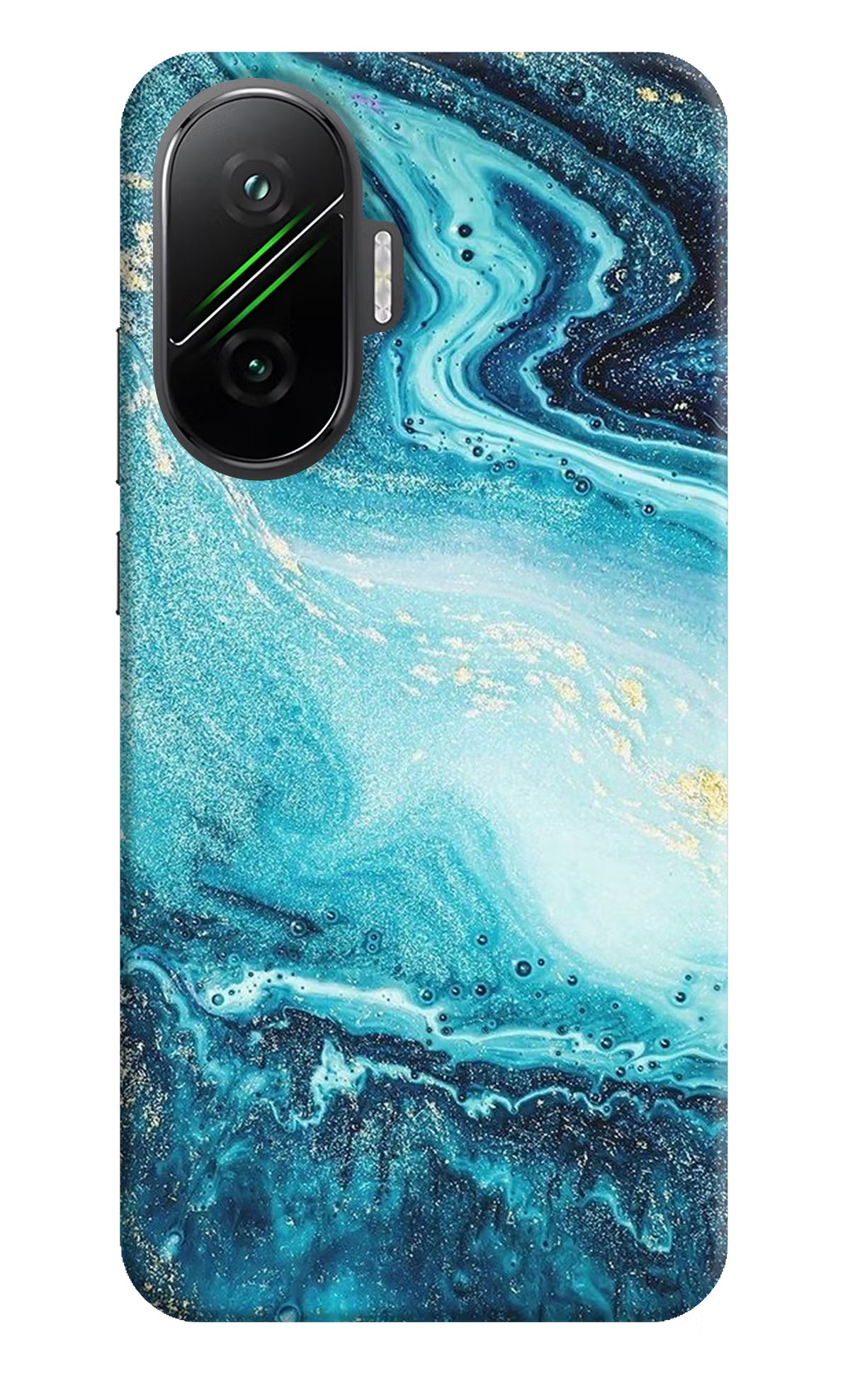 Blue Glitter Marble Poco F7 5G Hard Case Back Cover by Casekaro