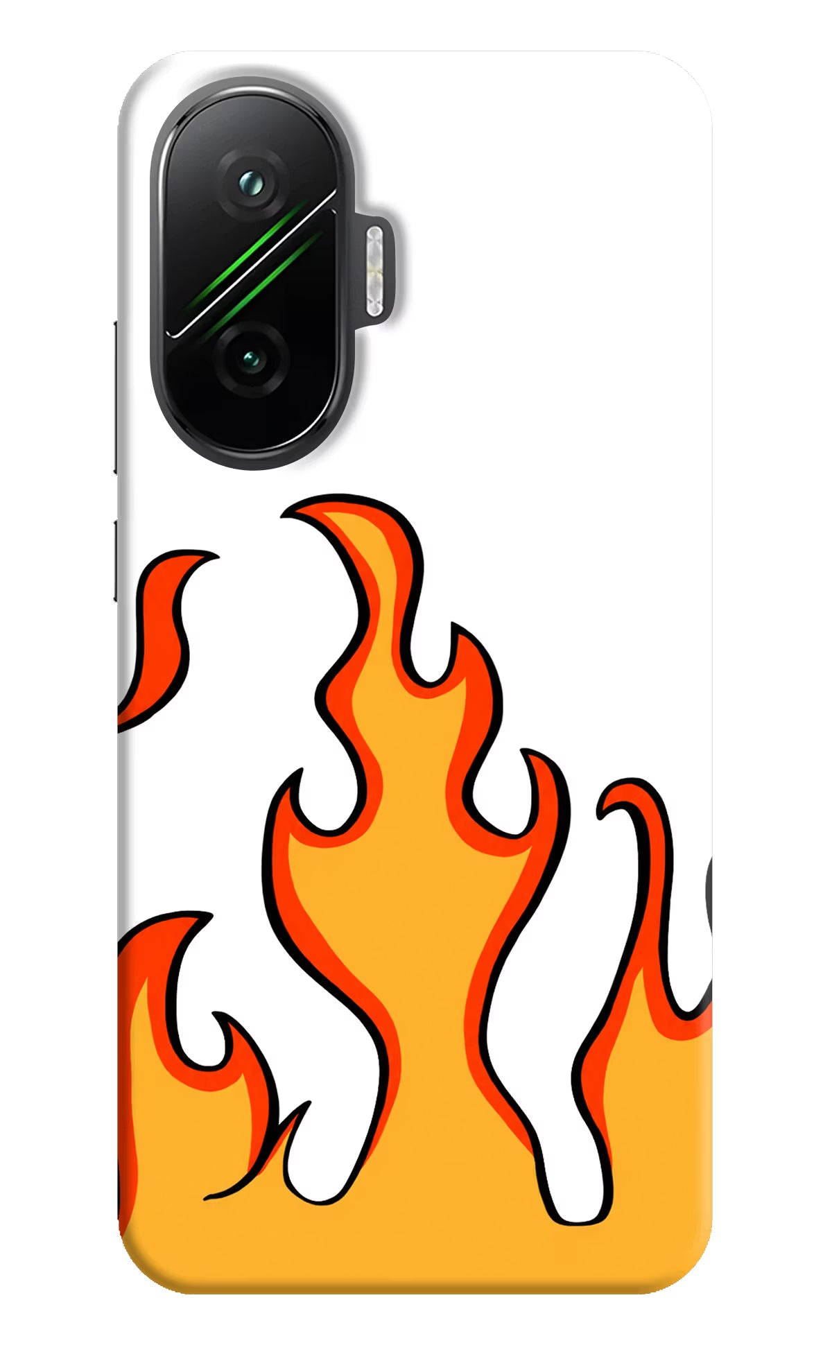 Fired Up – White Poco F7 5G Hard Case Back Cover by Casekaro