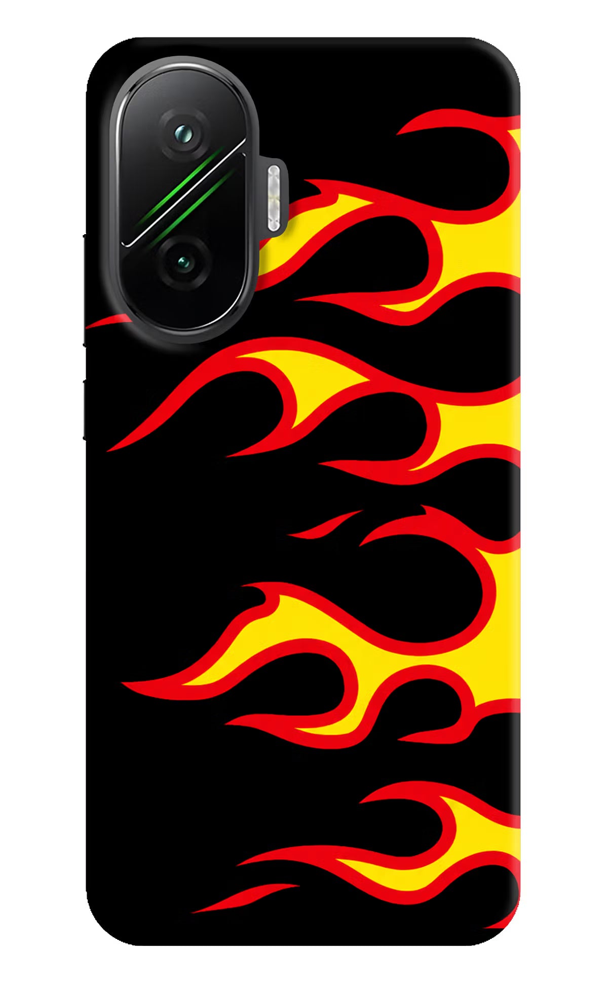 Side Sweep Flames Poco F7 5G Hard Case Back Cover by Casekaro