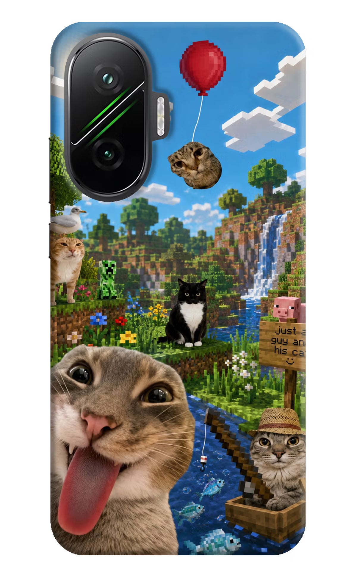 Minecraft Cat Chaos Poco F7 5G Hard Case Back Cover by Casekaro