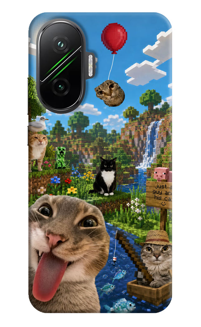 Minecraft Cat Chaos Poco F7 5G Hard Case Back Cover by Casekaro