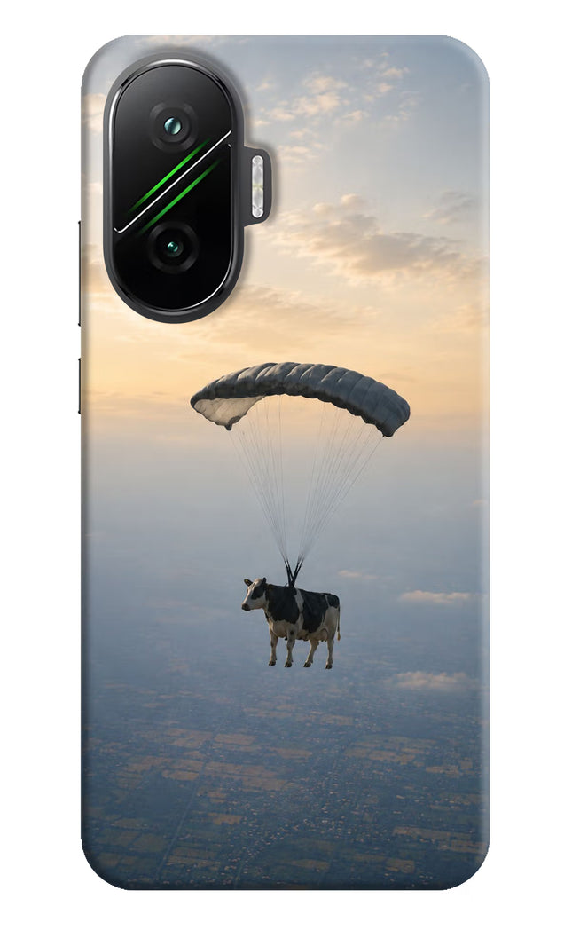 Skydiving Cow Poco F7 5G Hard Case Back Cover by Casekaro