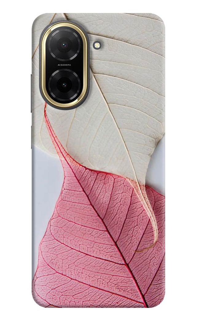 White Pink Leaf Redmi A5 Back Cover