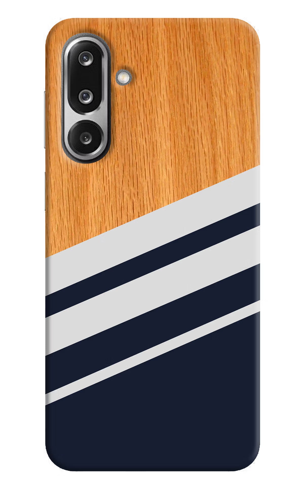 Blue and white wooden Samsung F36 5G Hard Case Back Cover by Casekaro