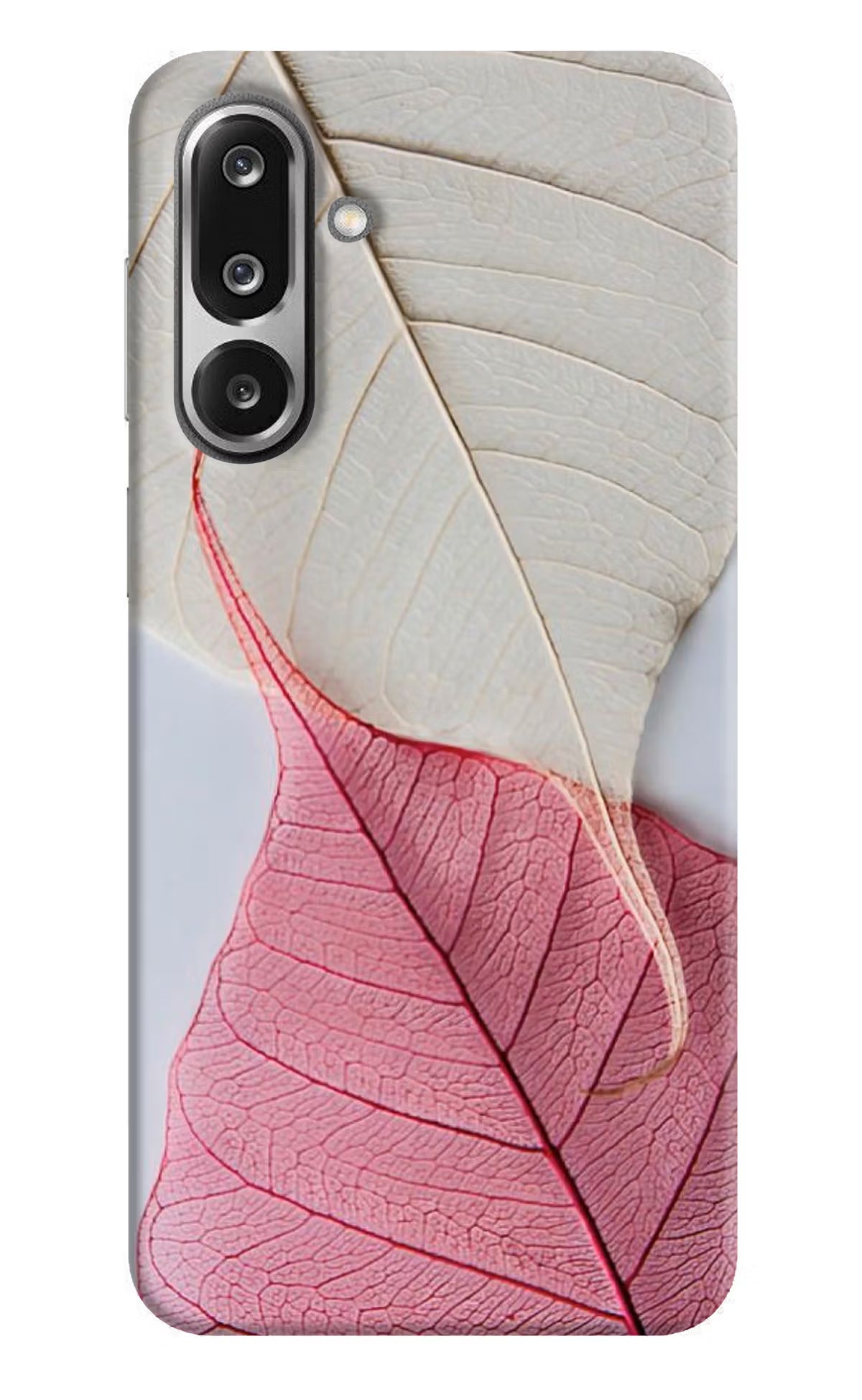 White Pink Leaf Samsung F36 5G Hard Case Back Cover by Casekaro