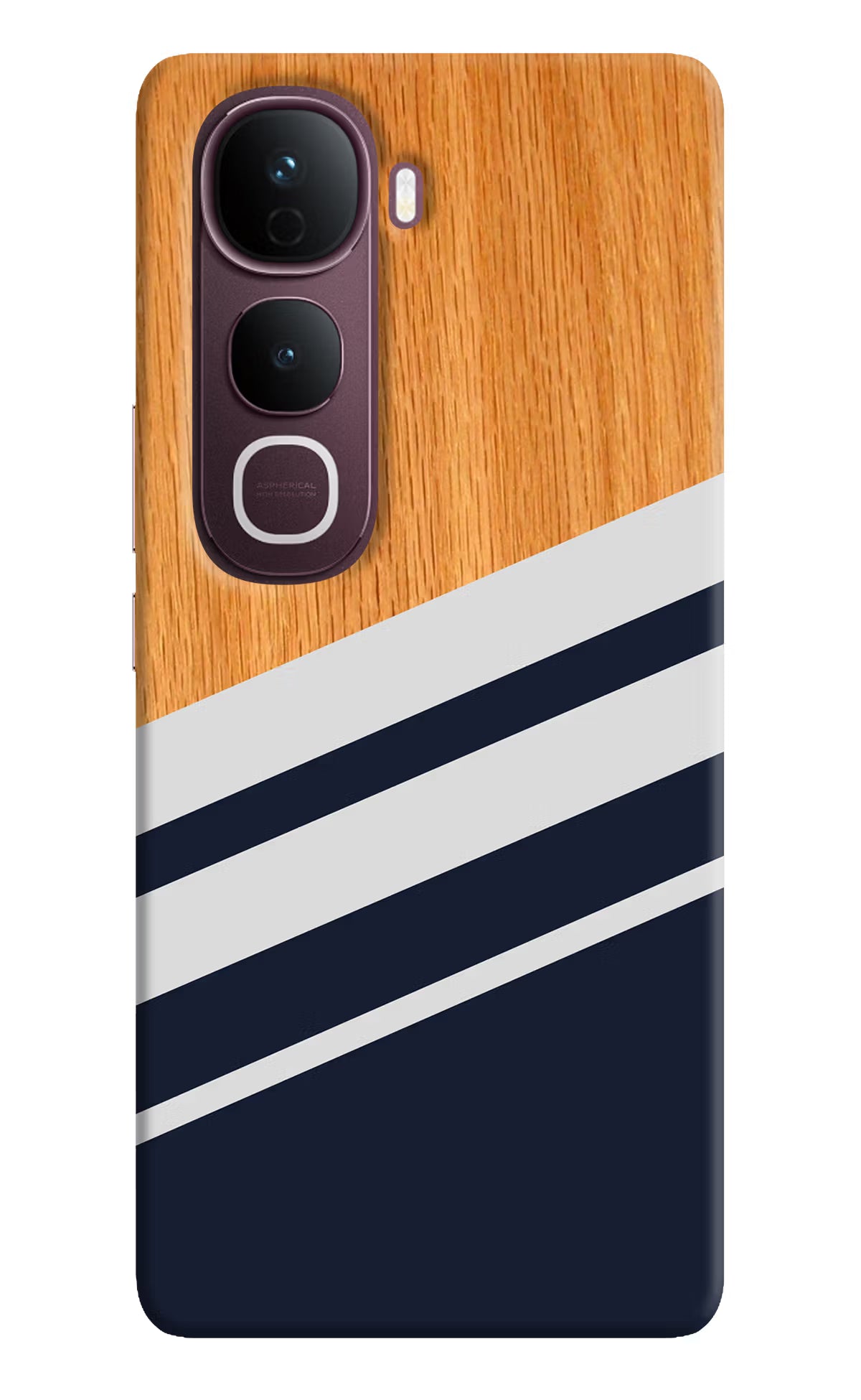 Blue and white wooden Vivo Y400 Pro 5G Hard Case Back Cover by Casekaro