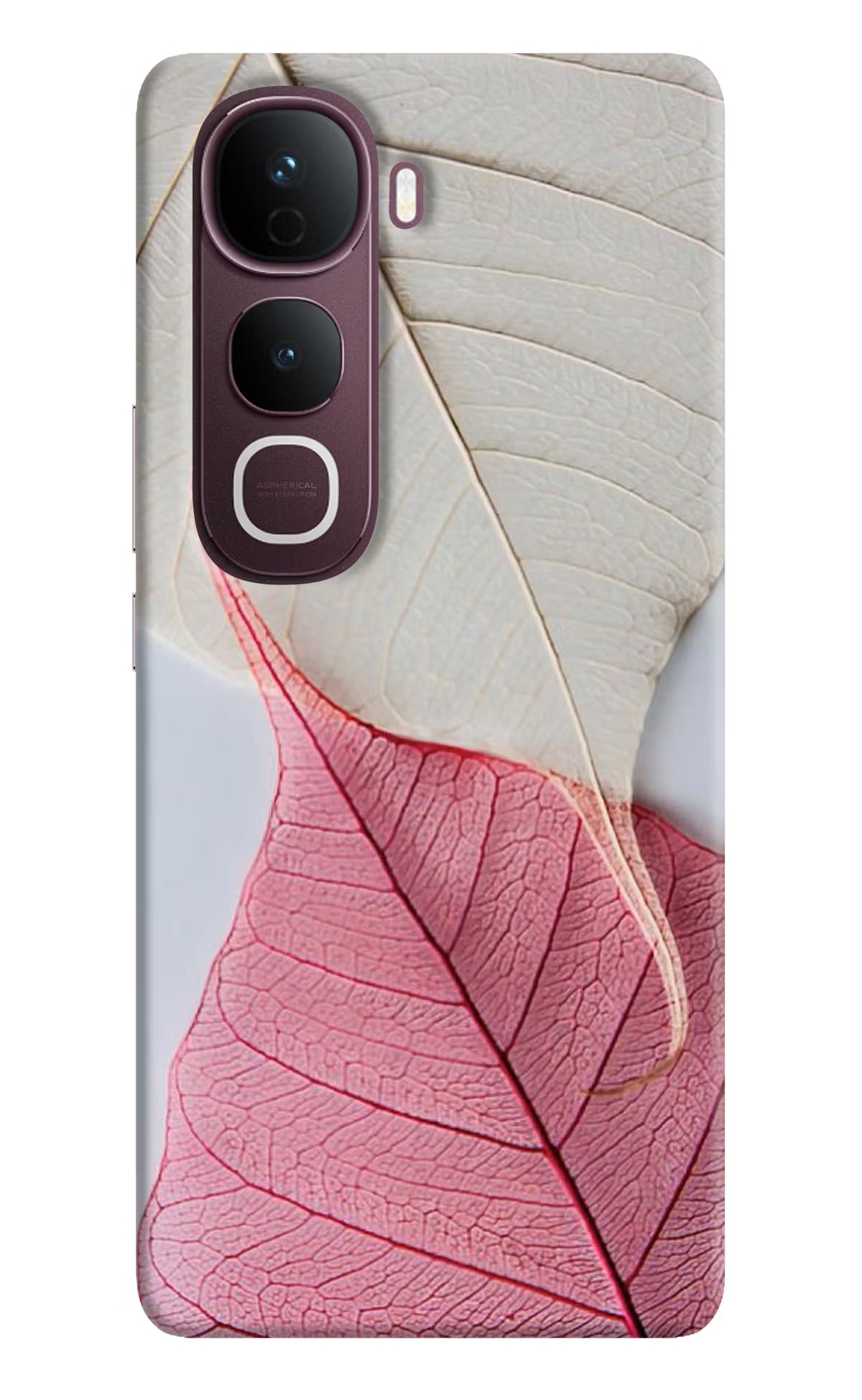 White Pink Leaf Vivo Y400 Pro 5G Hard Case Back Cover by Casekaro