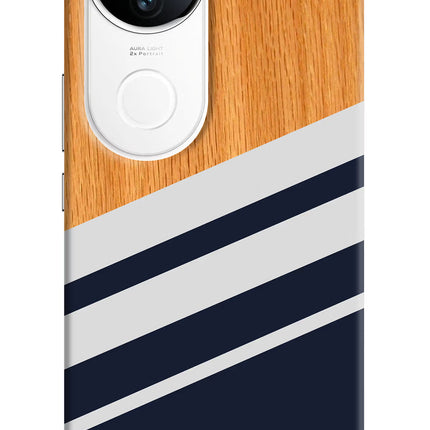 Blue and white wooden iQOO Z10R 5G Hard Case Back Cover by Casekaro