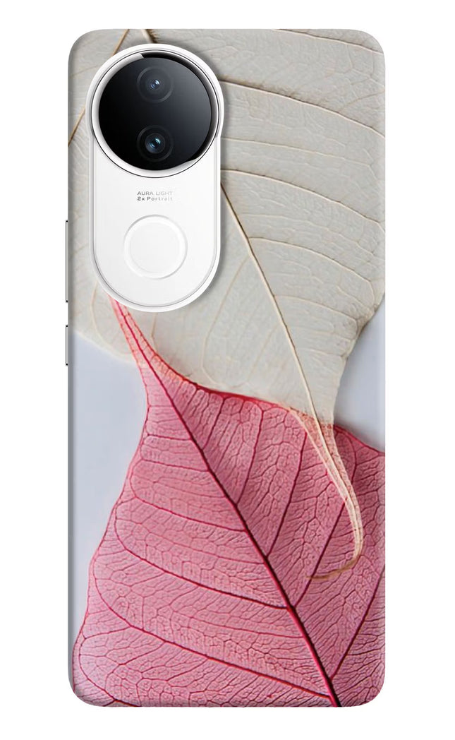 White Pink Leaf iQOO Z10R 5G Hard Case Back Cover by Casekaro