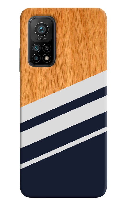 Blue and white wooden Mi 10T Pro Back Cover