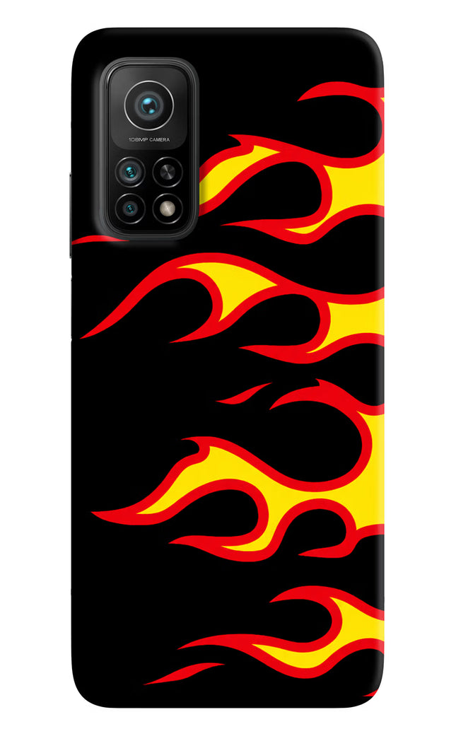 Side Sweep Flames Mi 10T Pro Hard Case Back Cover by Casekaro