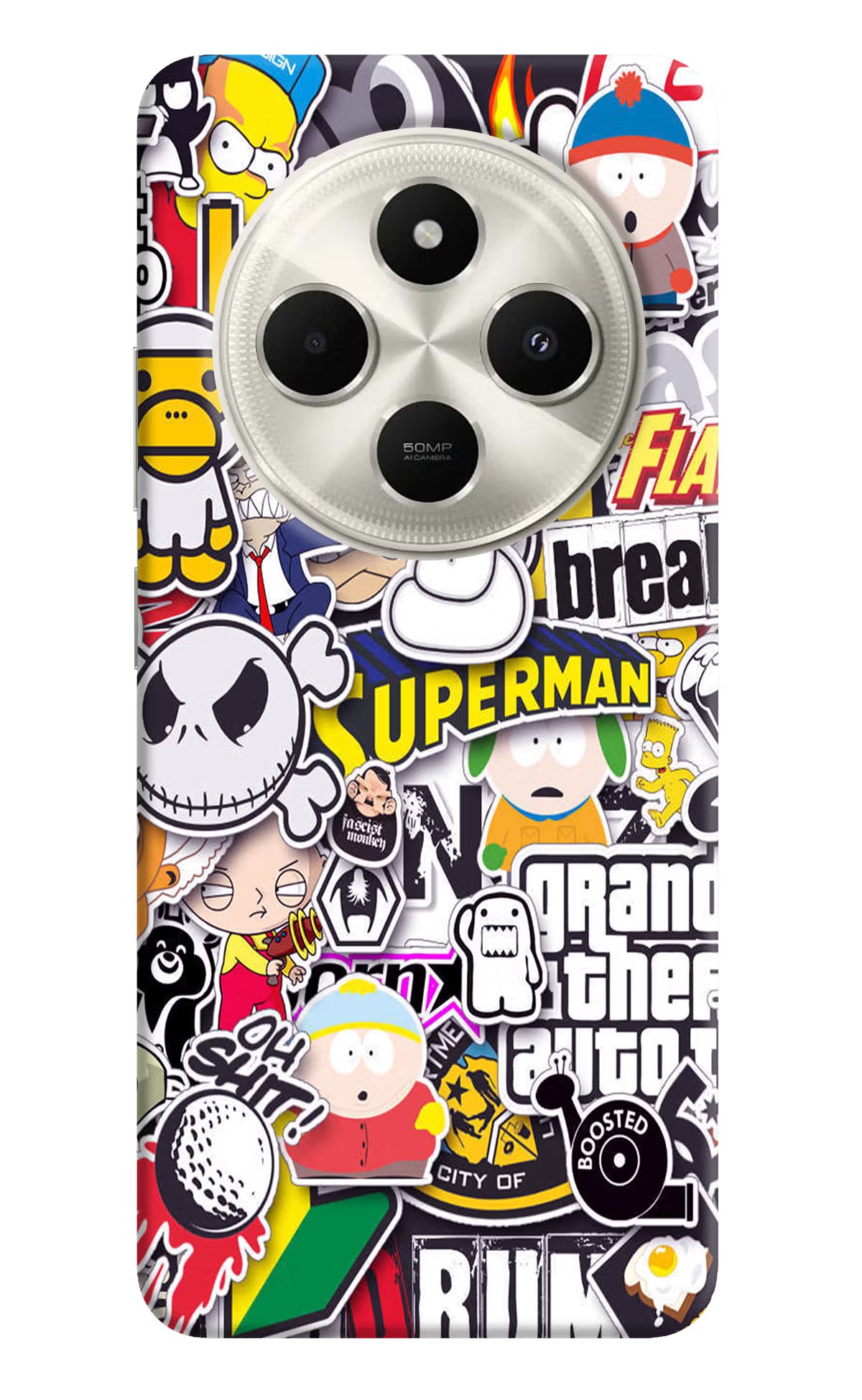 Sticker Bomb Poco C75 5G Hard Case Back Cover by Casekaro