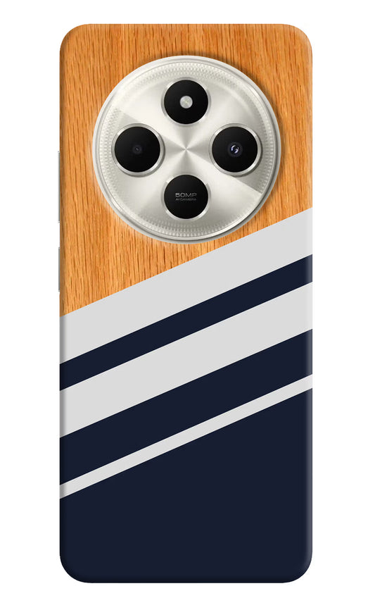 Blue and white wooden Poco C75 5G Hard Case Back Cover by Casekaro