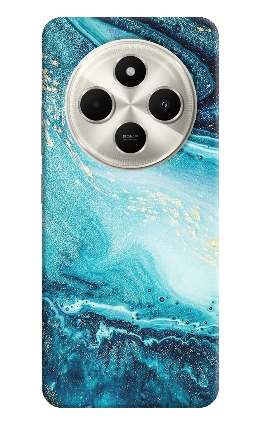 Blue Glitter Marble Poco C75 5G Back Cover, Hard case