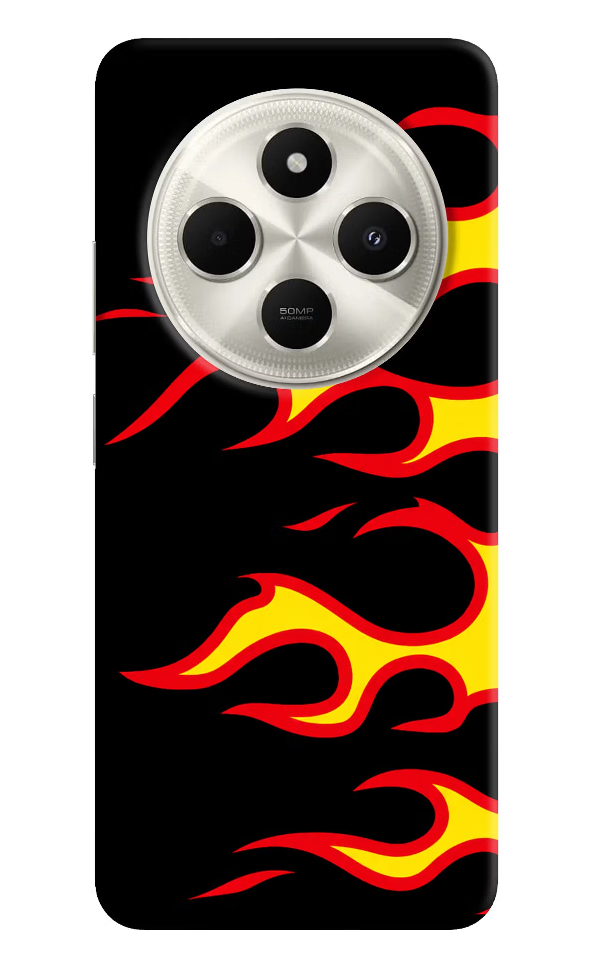 Side Sweep Flames Poco C75 5G Hard Case Back Cover by Casekaro