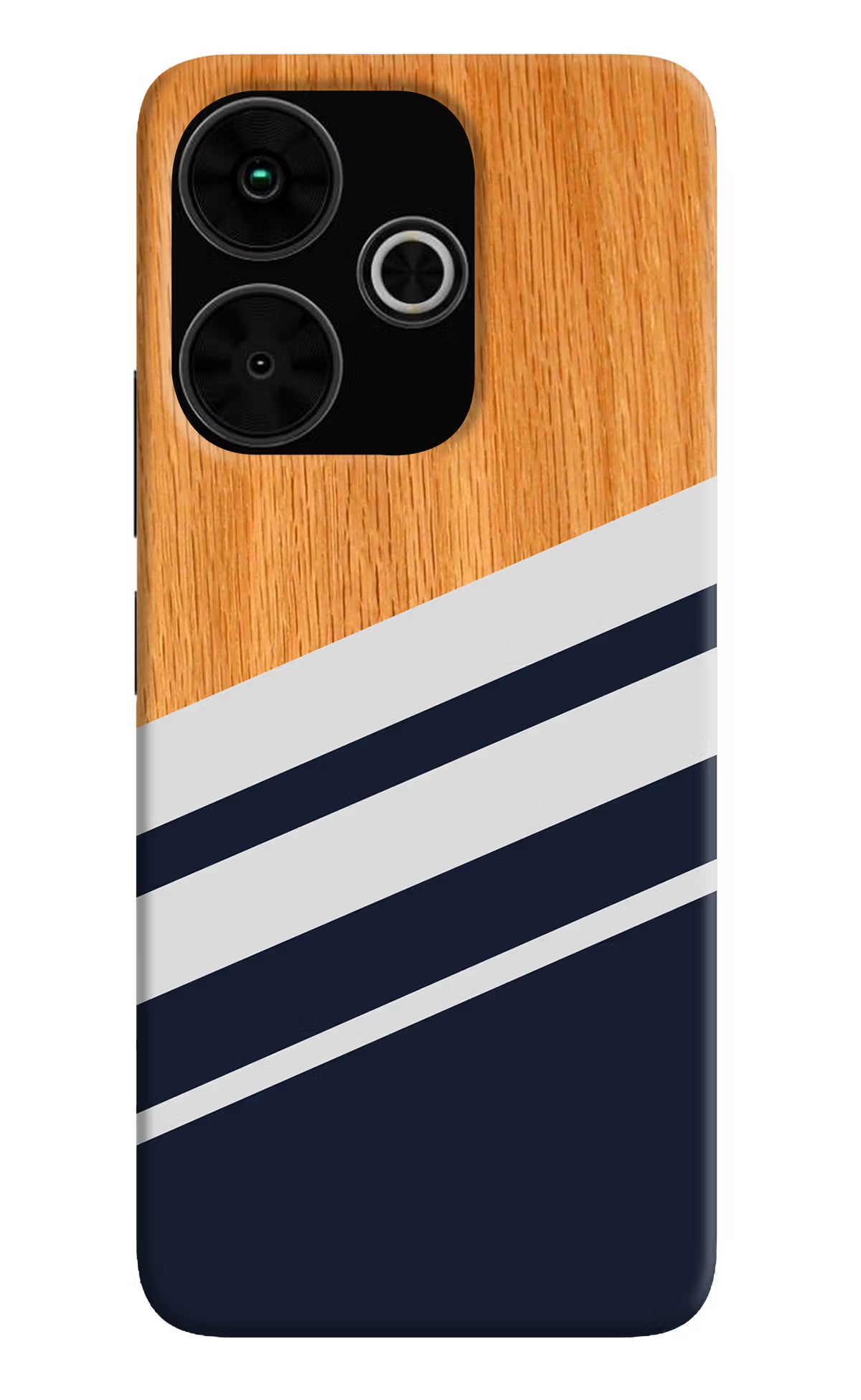 Blue and white wooden Poco M6 Plus 5G Back Cover