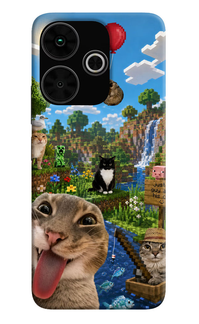 Minecraft Cat Chaos Poco M6 Plus 5G Hard Case Back Cover by Casekaro