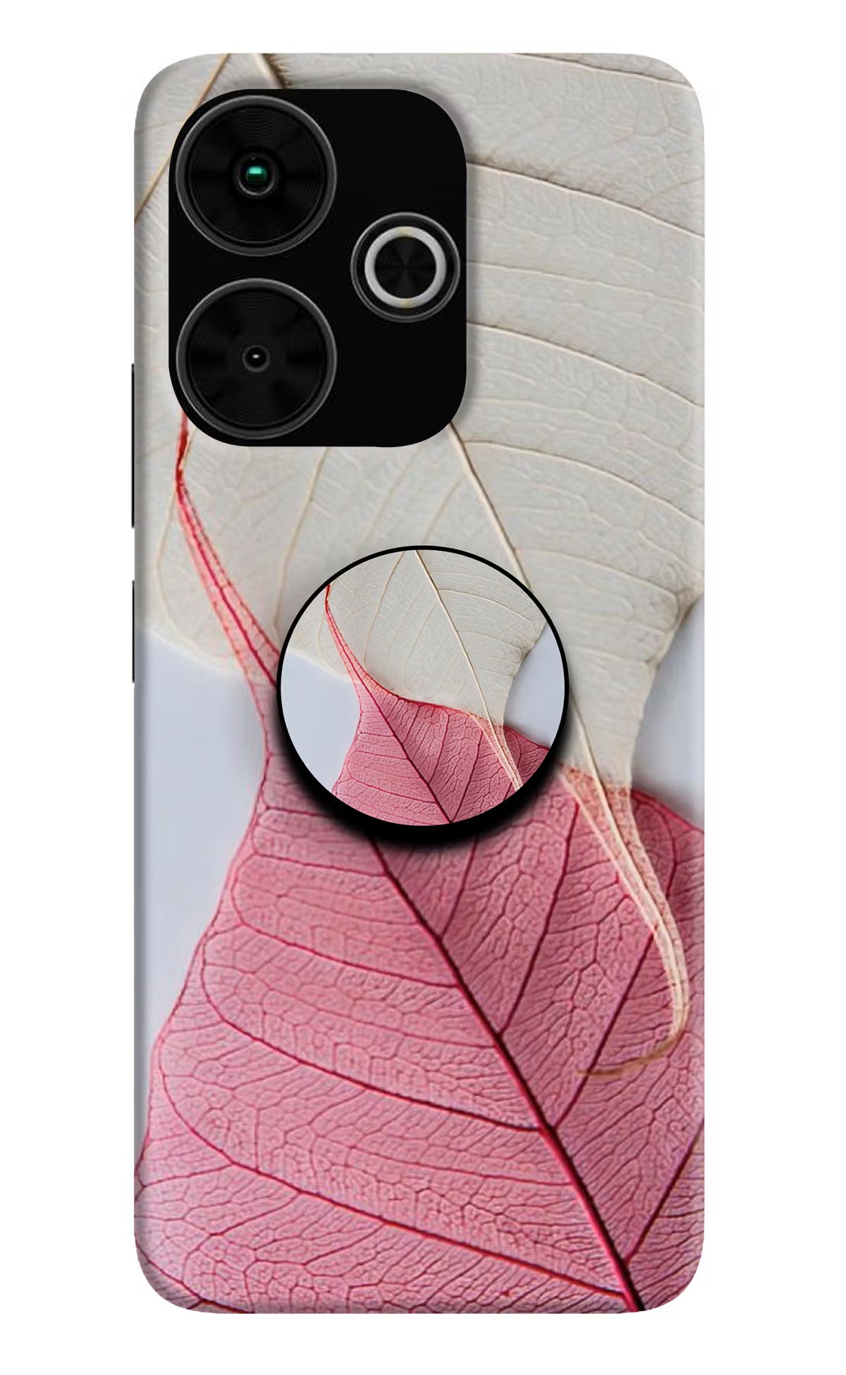 White Pink Leaf Poco M6 Plus 5G Pop Case
