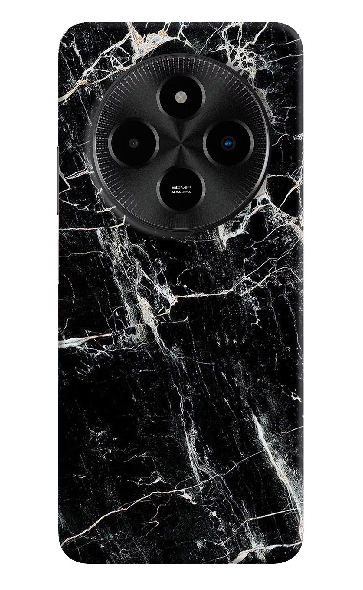 Black Marble Texture Poco M7 5G Hard Case Back Cover by Casekaro