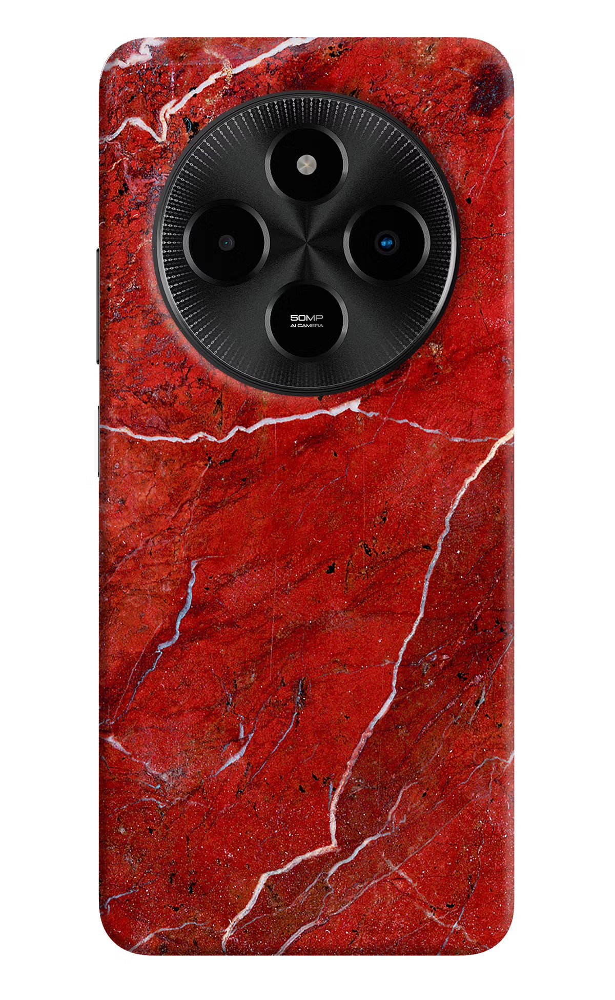 Red Marble Design Poco M7 5G Hard Case Back Cover by Casekaro