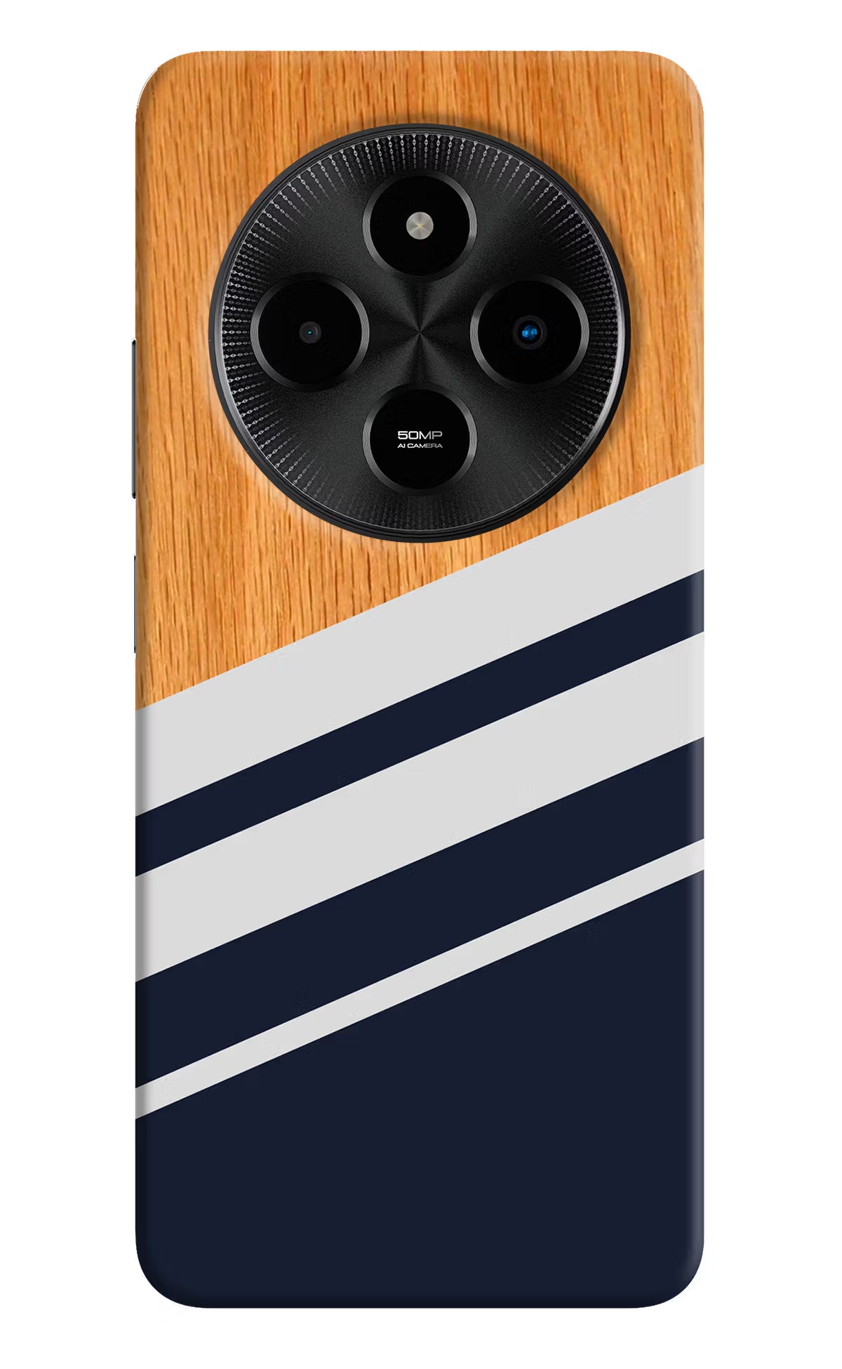 Blue and white wooden Poco M7 5G Hard Case Back Cover by Casekaro
