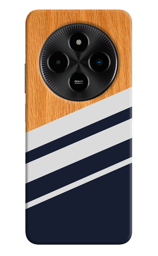 Blue and white wooden Poco M7 5G Hard Case Back Cover by Casekaro