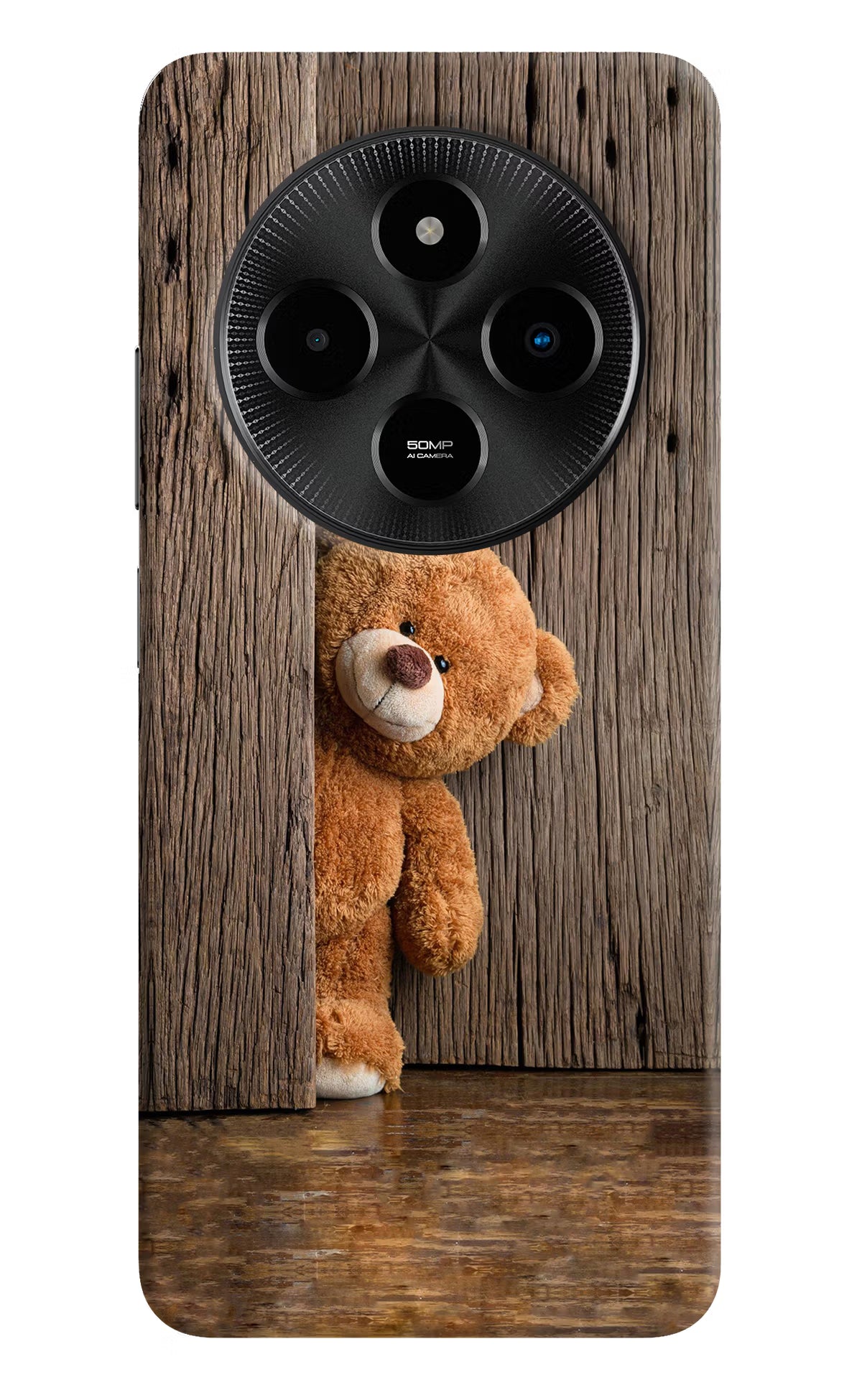 Teddy Wooden Poco M7 5G Hard Case Back Cover by Casekaro
