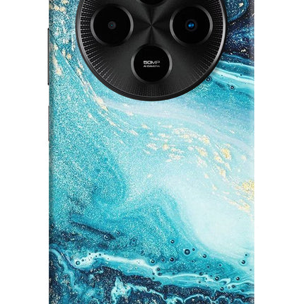 Blue Glitter Marble Poco M7 5G Hard Case Back Cover by Casekaro