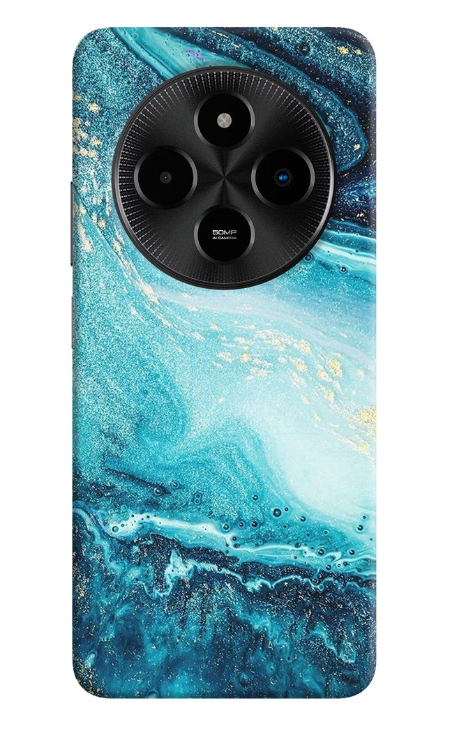 Blue Glitter Marble Poco M7 5G Hard Case Back Cover by Casekaro