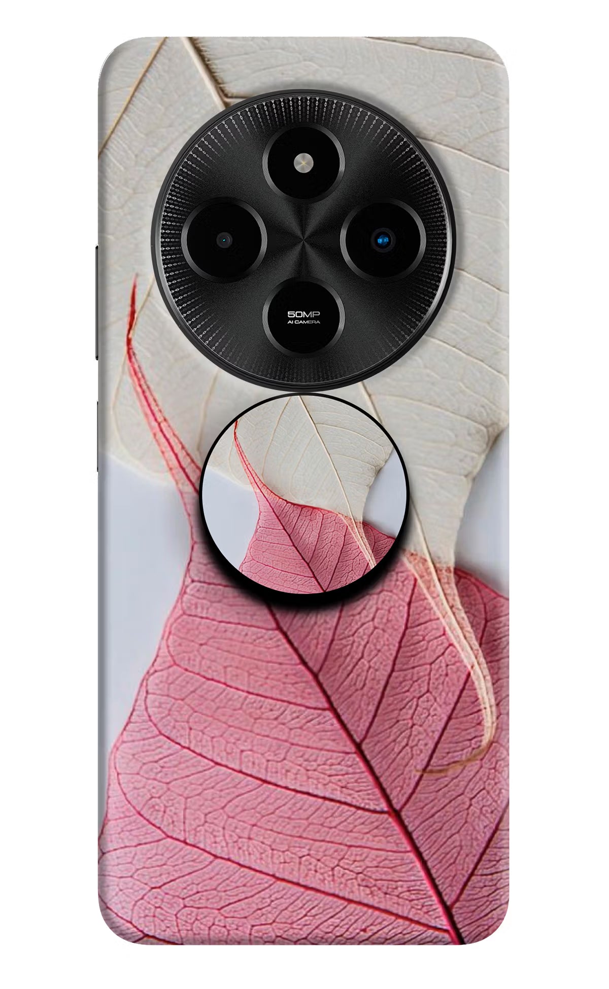 White Pink Leaf Poco M7 5G Pop Case