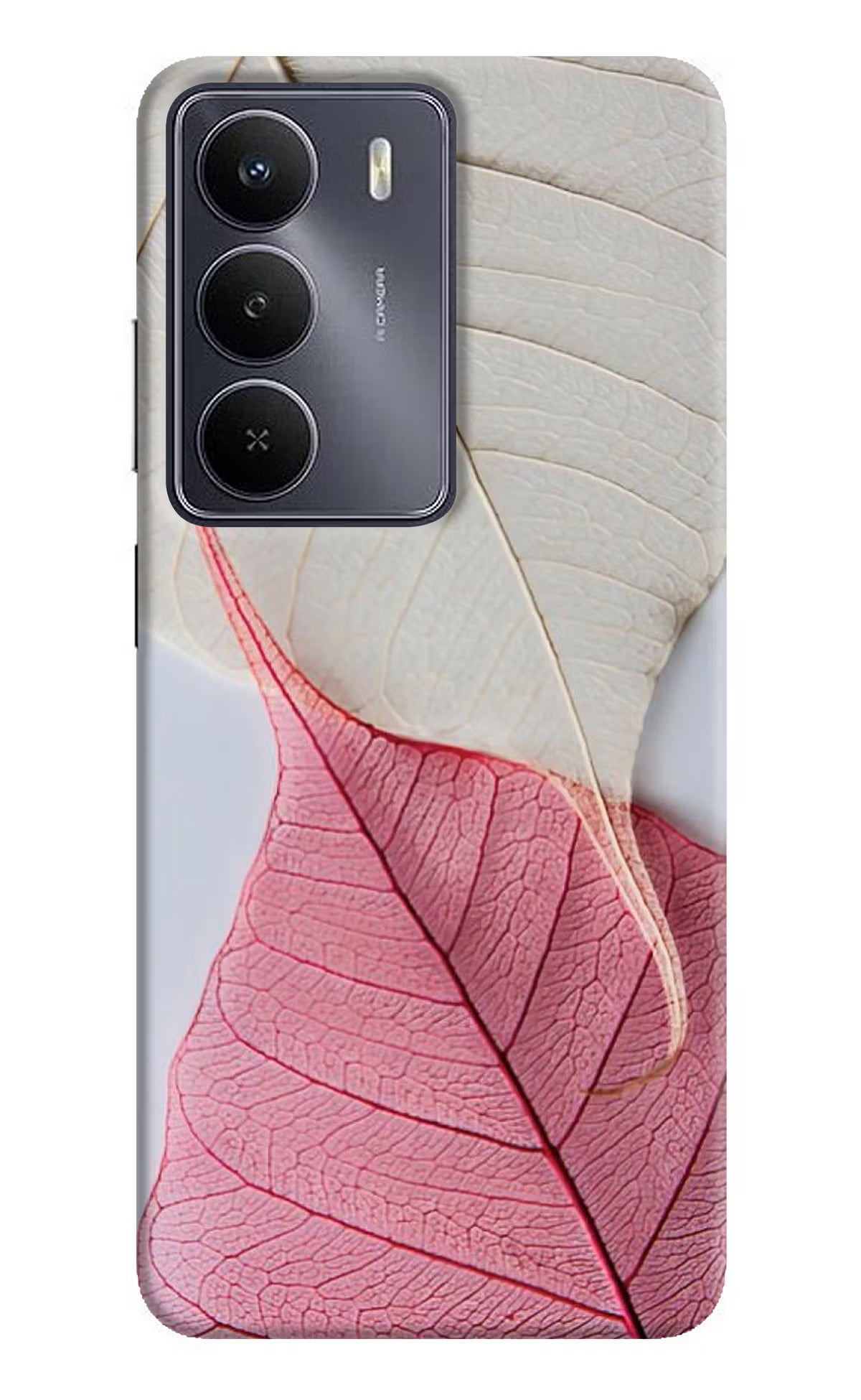 White Pink Leaf Realme Narzo 80 Lite 5G Hard Case Back Cover by Casekaro